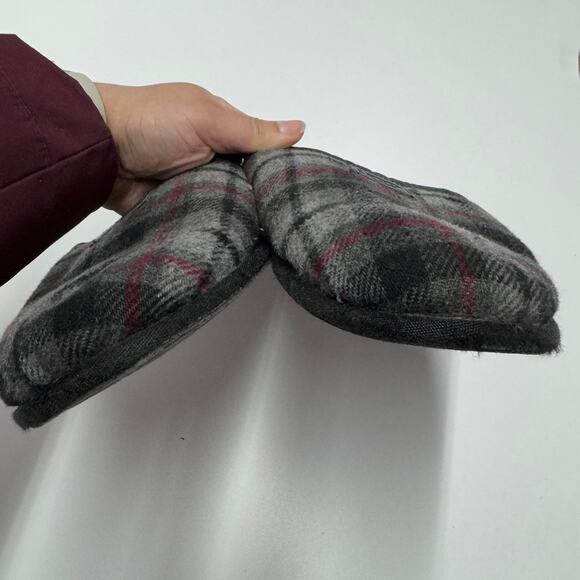 UGG Slippers Mens 12 Grey Plaid Scuff Tartan Fleece Lined - Picture 3 of 11